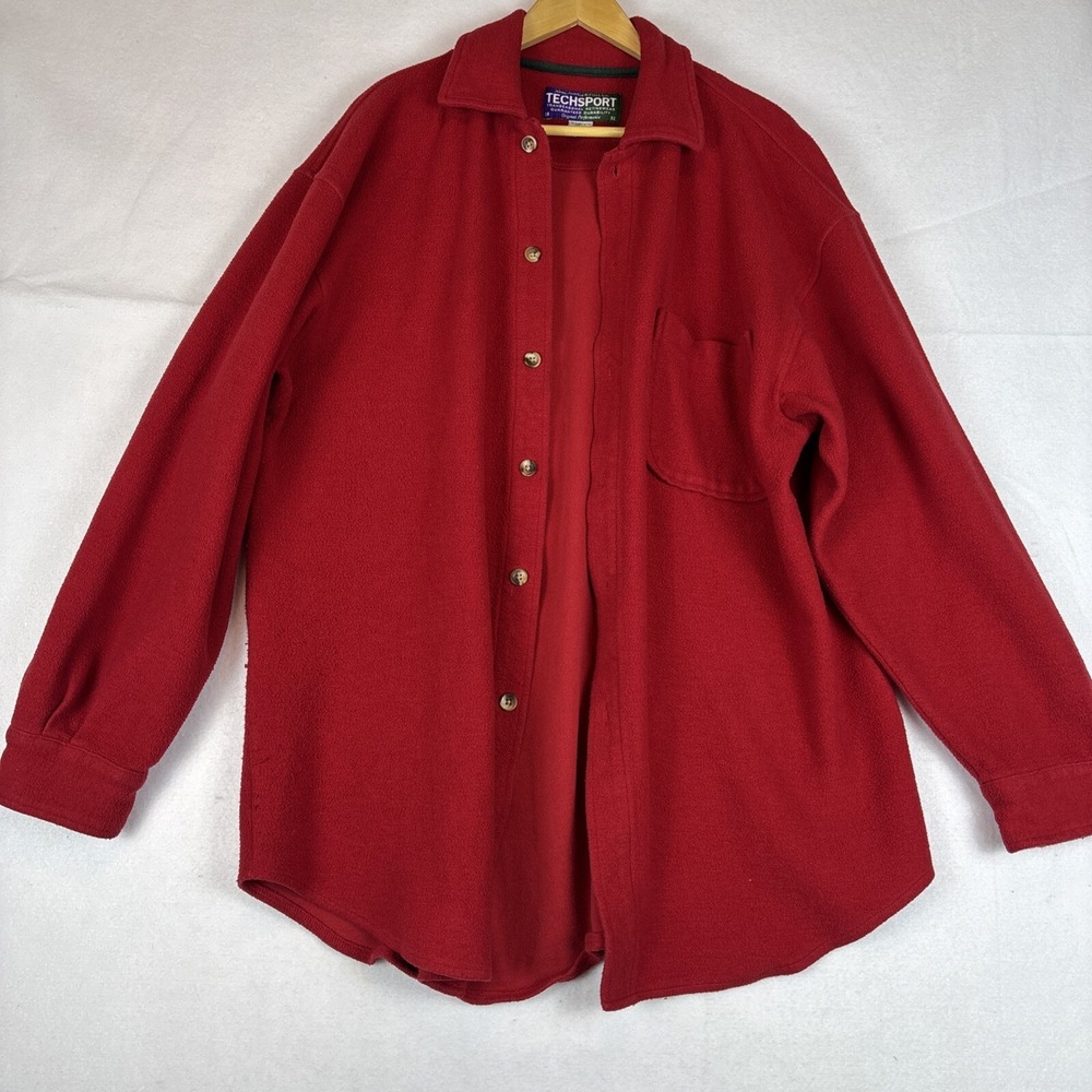 Vintage Abercrombie & Fitch Techsports Red Shirt L Fleece Flannel 90's